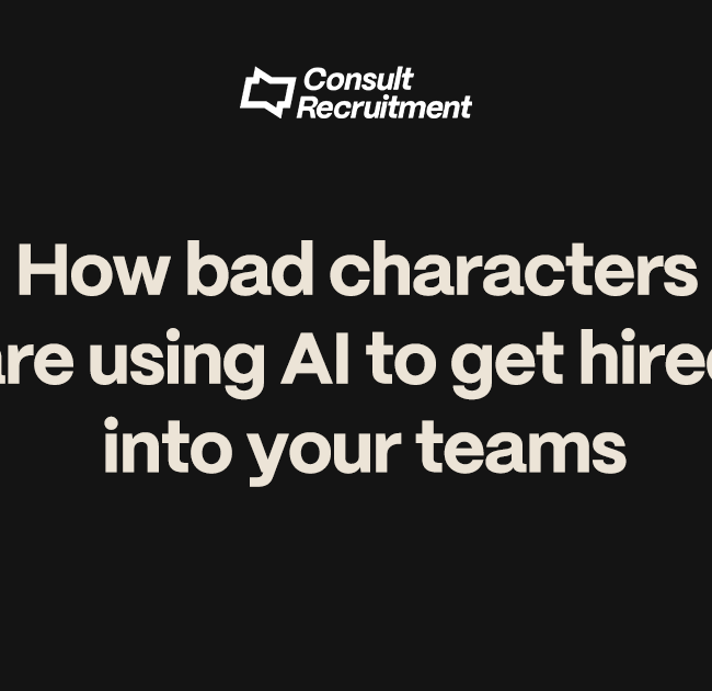 Question marks on silhouette figures to represent deceptive job applicants.