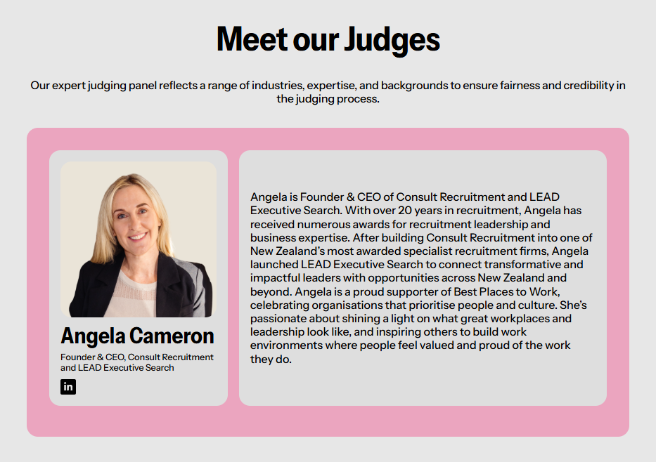 Angela Cameron Best Places to Work Awards judge